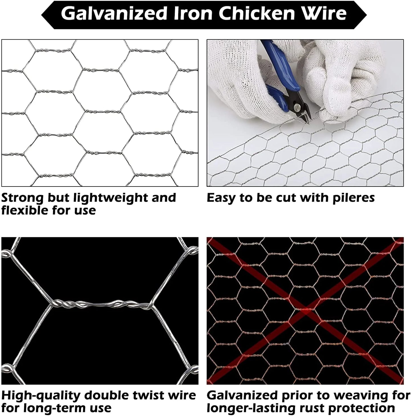 Chicken Wire Fencing, 16.9Inx32.8Ft Mesh Chicken Wire Mesh, 0.6'' Fences Hexagonal Hardware Cloth for Rabbit Cage, Silver Landscape