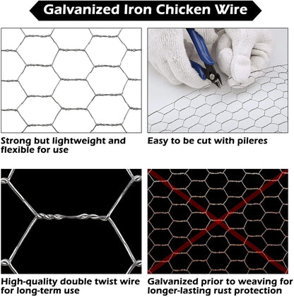 Chicken Wire Fencing, 16.9Inx32.8Ft Mesh Chicken Wire Mesh, 0.6'' Fences Hexagonal Hardware Cloth for Rabbit Cage, Silver Landscape