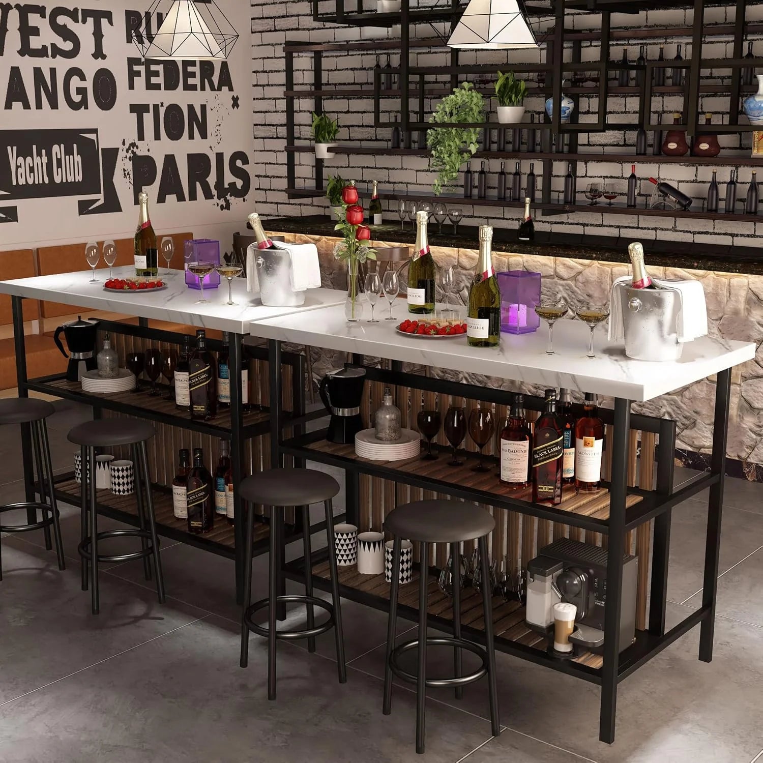 Kitchen Island with Seating, Wooden Counter Height Table